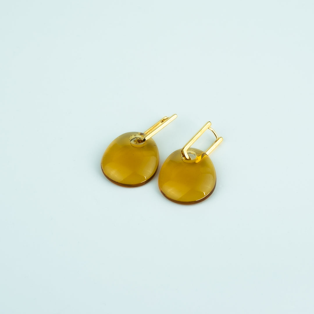 Barcelona Earrings-honey oval drop