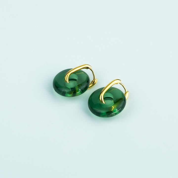 Barcelona Earrings-green circle round