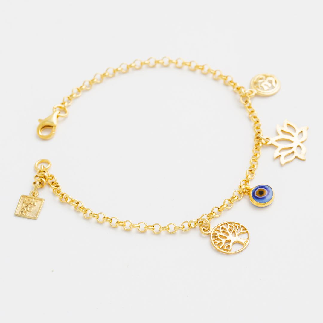 Protection Charms Chain Bracelet Gold