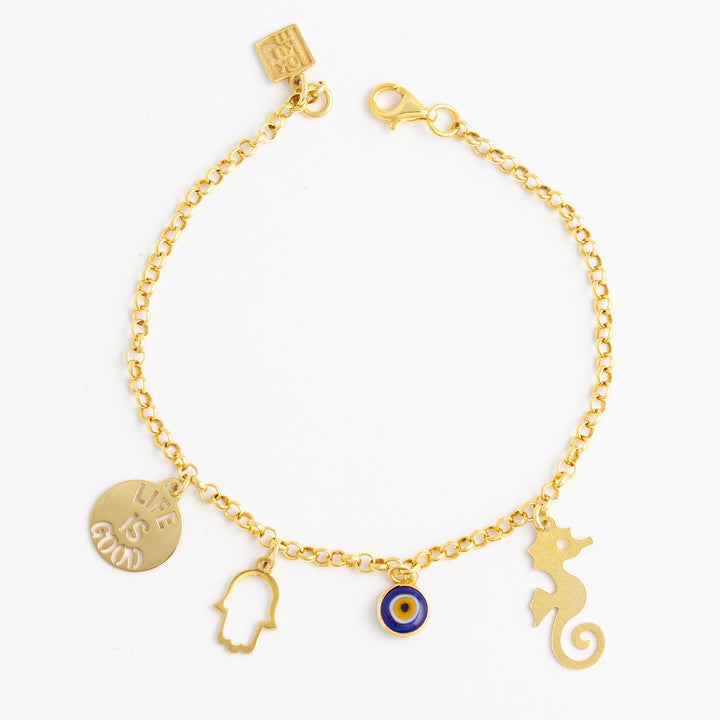 Protection Charms Chain Bracelet Gold