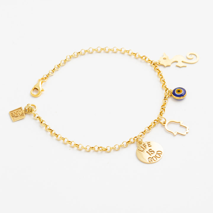 Protection Charms Chain Bracelet Gold