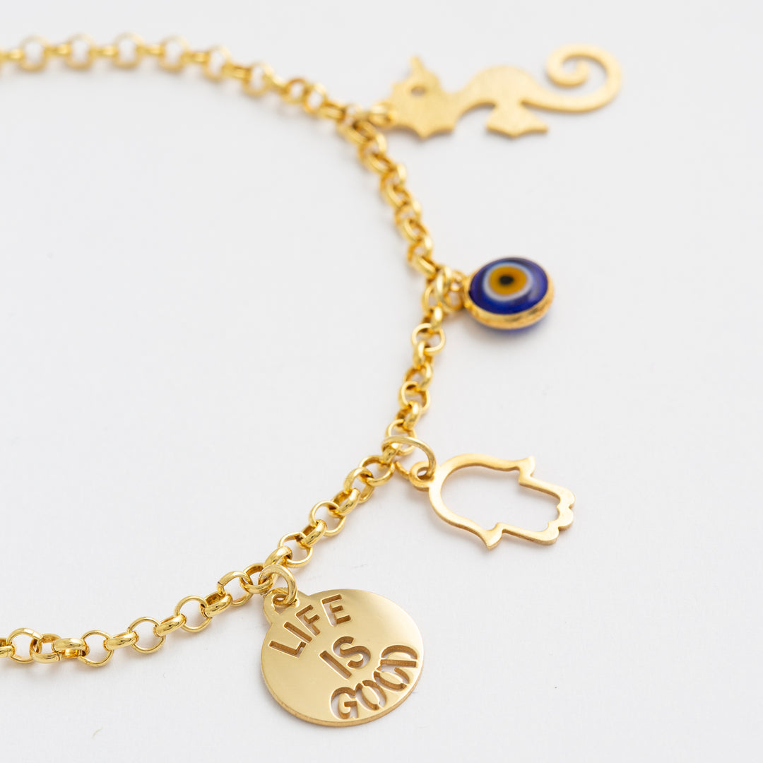 Protection Charms Chain Bracelet Gold