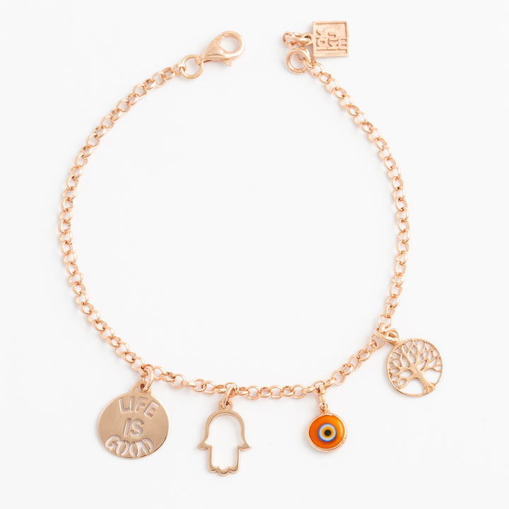 Protection Charms Chain Bracelet  Rose Gold