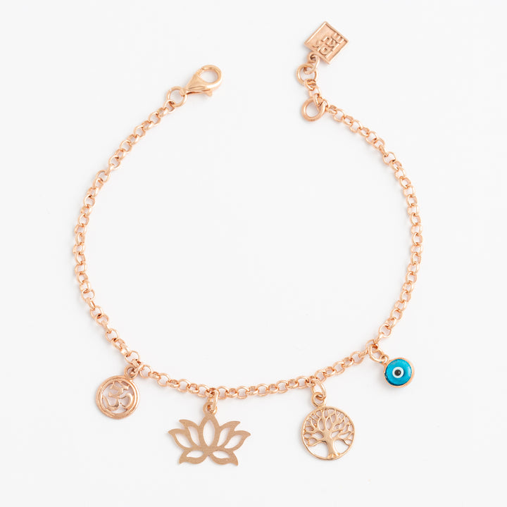 Protection Charms Chain Bracelet Rose Gold