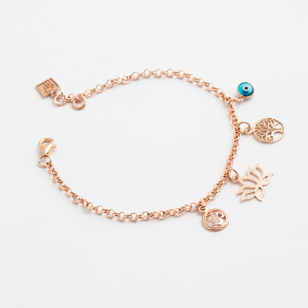 Protection Charms Chain Bracelet Rose Gold