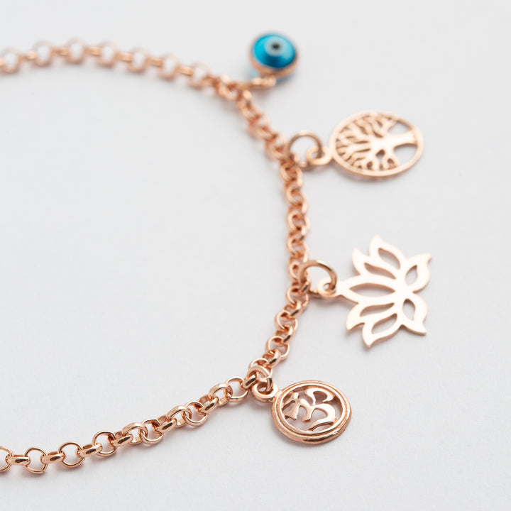 Protection Charms Chain Bracelet Rose Gold