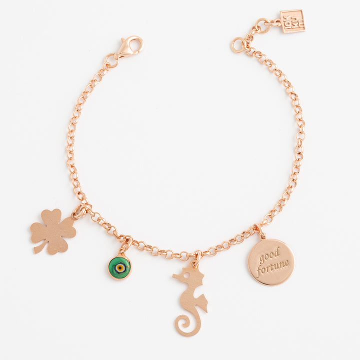 Protection Charms Chain Bracelet Rose Gold