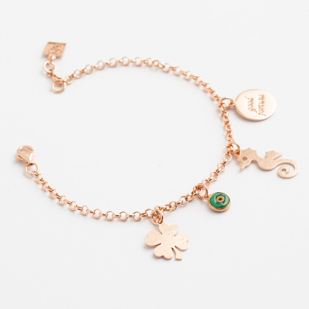 Protection Charms Chain Bracelet Rose Gold