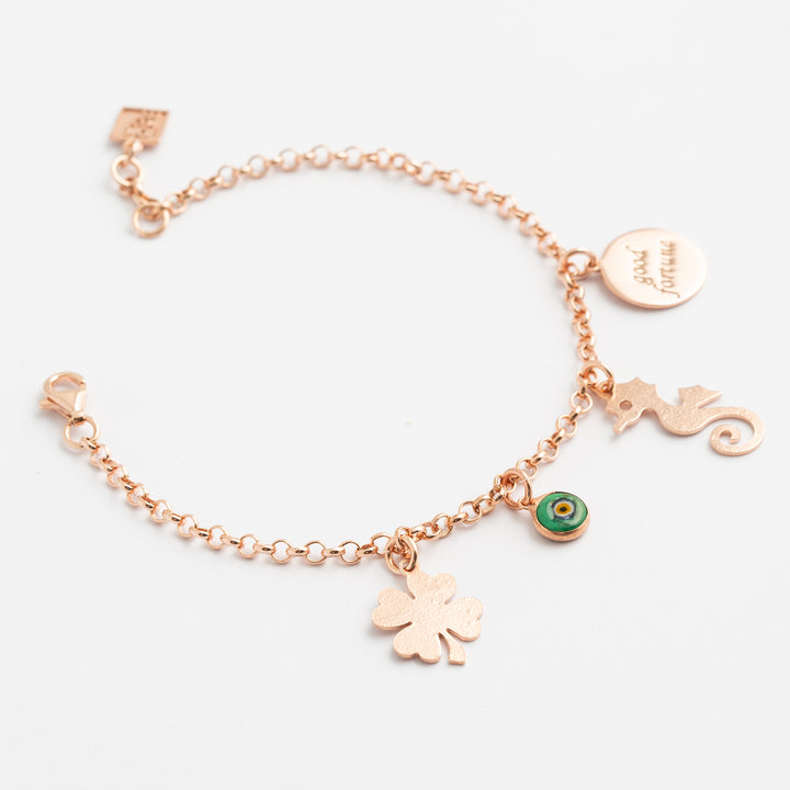 Protection Charms Chain Bracelet Rose Gold