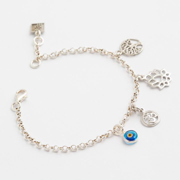 Protection Charms Chain Bracelet Silver