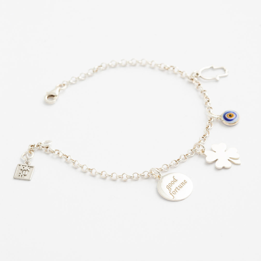 Protection Charms Chain Bracelet Silver