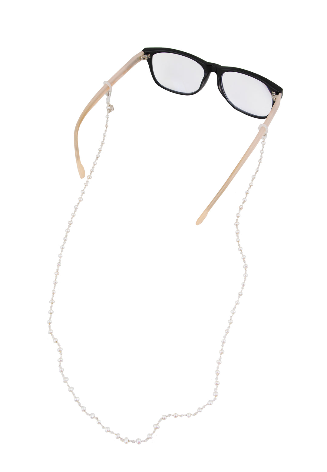 Brillenkette mit weißen Perlen
